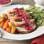 Grilled Turkey Breast with Cranberry-Honey Mustard Pan Sauce   