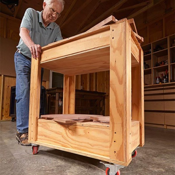 Build a simple rolling shop cart to transport heavy toolboxes and 