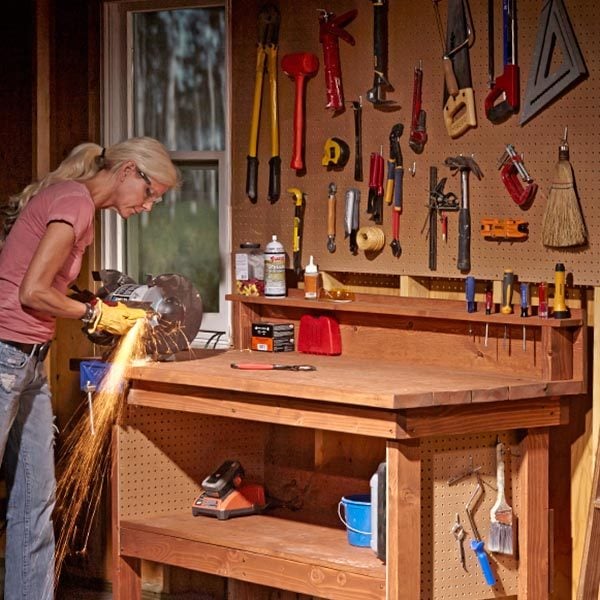 Tough, inexpensive DIY workbenches made from pine will do good service 