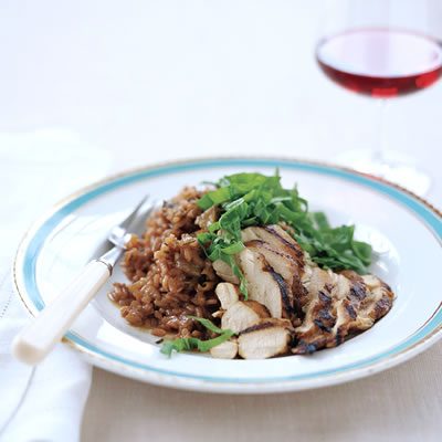 Image of Drunken Risotto With Grilled Chicken, Rachael Ray Magazine