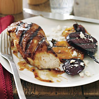 Image of Apricot-Balsamic-Glazed Chicken With Grilled Beets, Rachael Ray Magazine