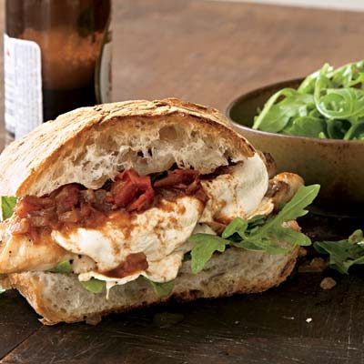 Image of Smoked Mozzarella And Chicken Sandwiches With Italian Barbecue Sauce, Rachael Ray Magazine