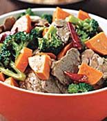 Image of Spicy Stir-Fried Pork Tenderloin With Sweet Potatoes And Broccoli, Rachael Ray Magazine