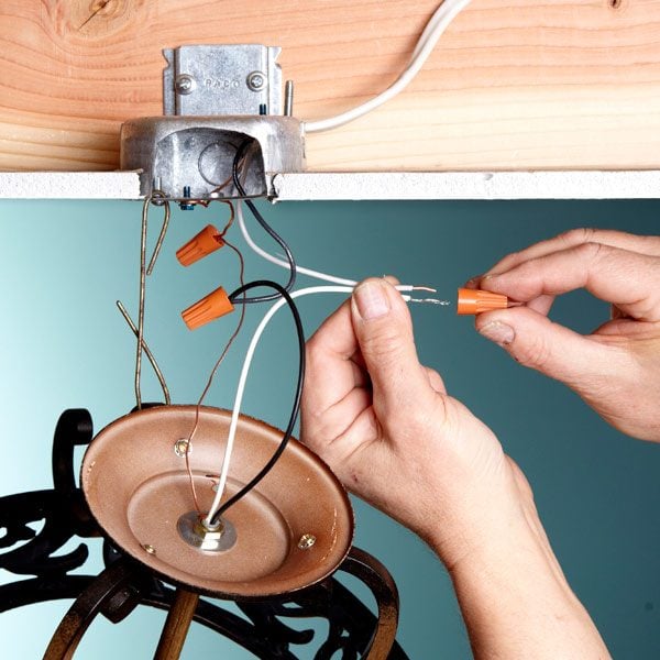 Electrical Tips: Replacing a Light Fixture | The Family ... replacement wiring fan and light for bathroom 