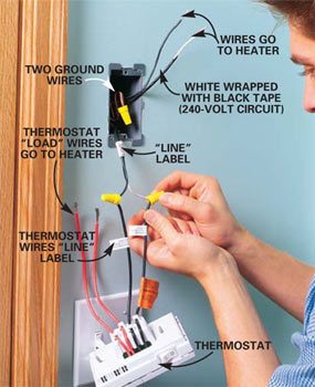 Installing Electric Heaters | The Family Handyman electric baseboard heater thermostat wiring diagram 
